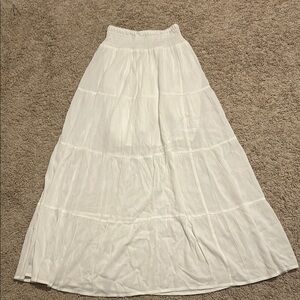 H&M White Tiered Maxi Skirt A-Line Resort Wear